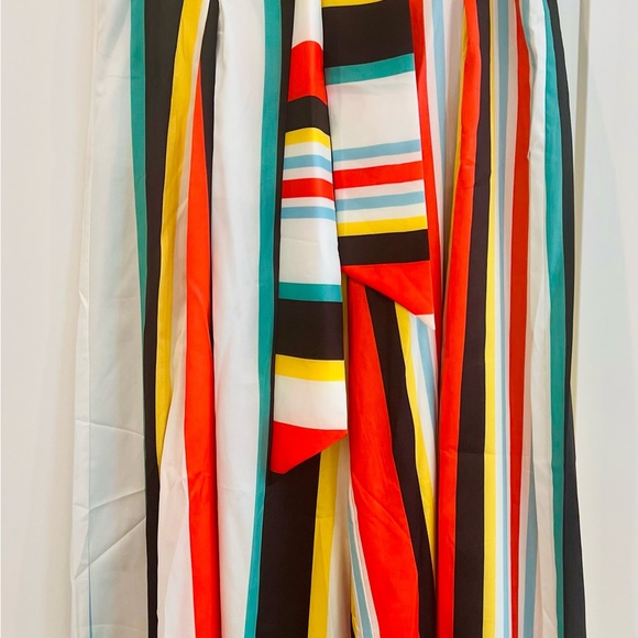 Multicolor Stripe Wide Leg Pants Tie Waist Size M NWT - Picture 3 of 4